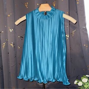 Blue Ribbed? Sleeveless Blouse